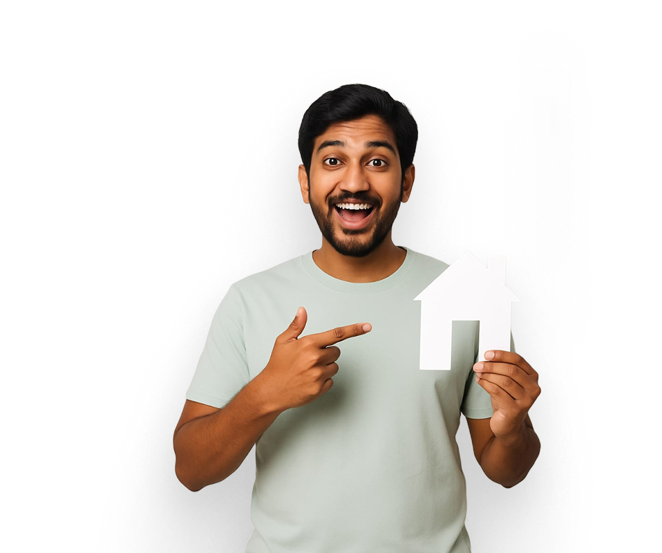 Man Holding House